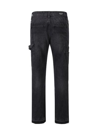 Men's Full Size Washed Straight Leg Jeans Plus Size - Clothes For Her Online Store