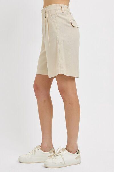 RISEN High Rise Pleated Front Shorts