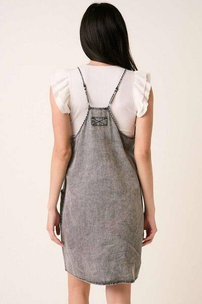 Mittoshop Washed Patch Pocket Mini Cami Denim Dress