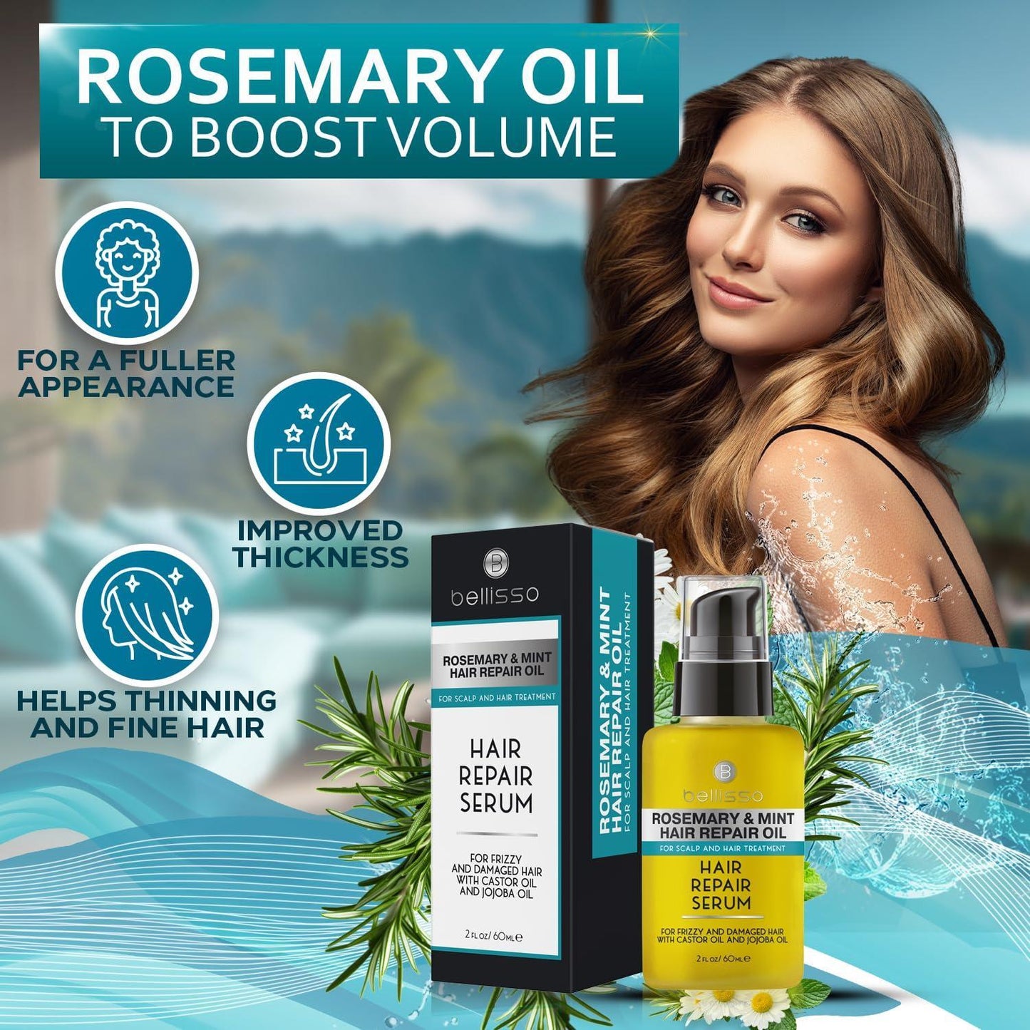 Rosemary Mint Oil Hair Serum Thickening Products for Women and Men