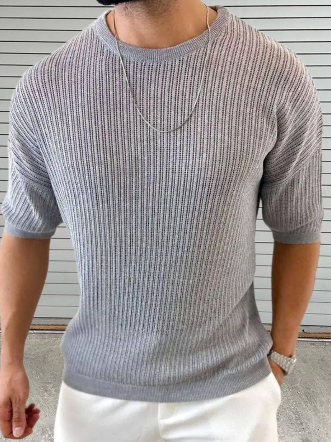 Men's Round Neck Drop Shouler Knit Top