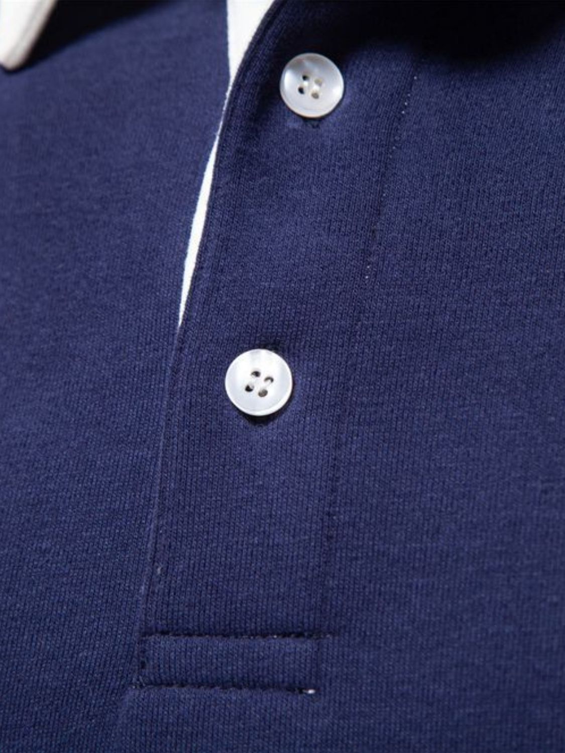 Men's Quarter Button Collared Neck Long Sleeve Polo