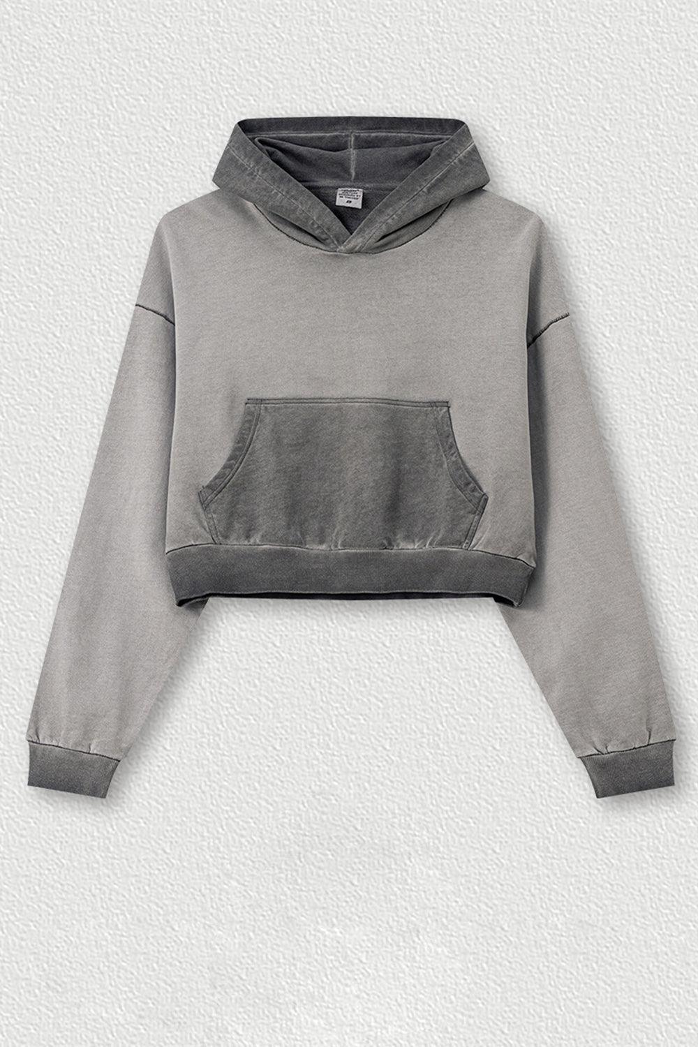 Basic Bae Kangaroo Pocket Long Sleeve Cropped Hoodie