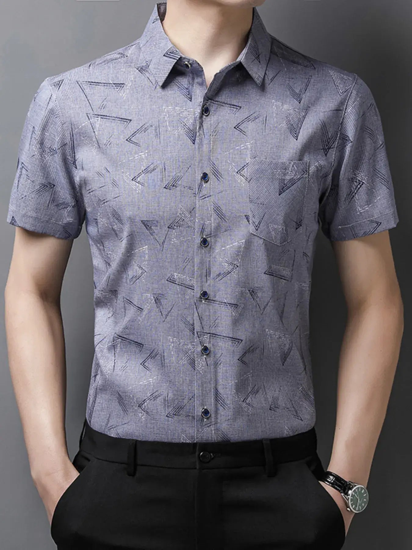 Men's Plus Size Geometric Print Short Sleeve Shirt