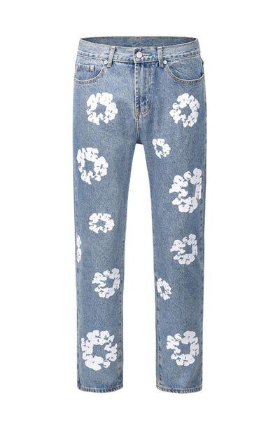 Men's Graphic Straight Leg Jeans - Clothes For Her Online Store