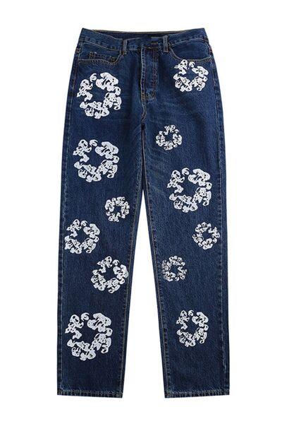 Men's Graphic Straight Leg Jeans - Clothes For Her Online Store