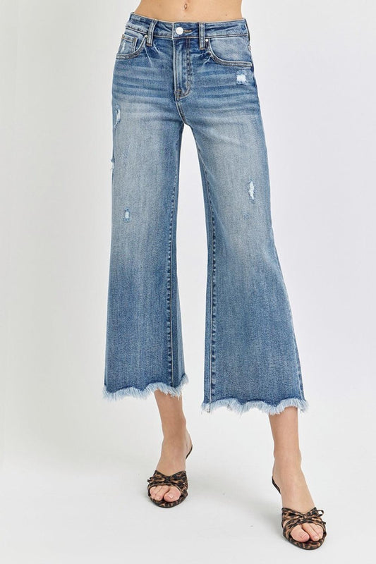 Risen High Rise Cropped Flare Jeans - Clothes For Her Online Store