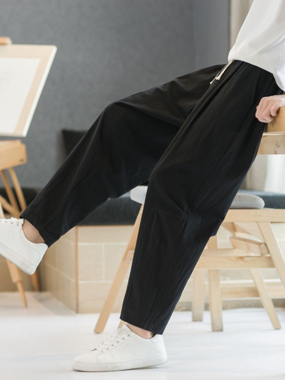 Men's Plus Size Cropped Straight Pants - Clothes For Her Online Store