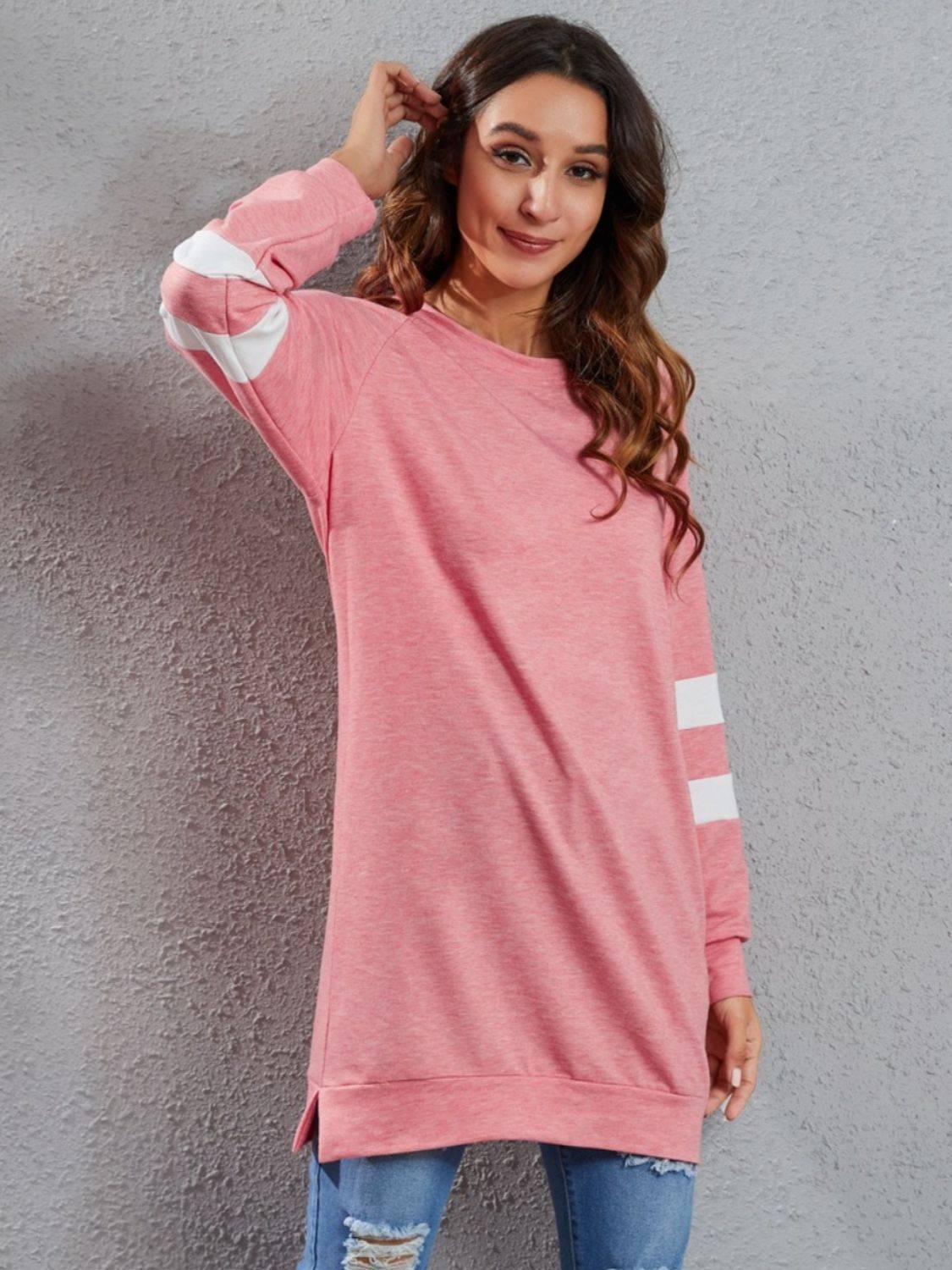 Full Size Striped Round Neck Long Sleeve T-Shirt - Clothes For Her Online Store