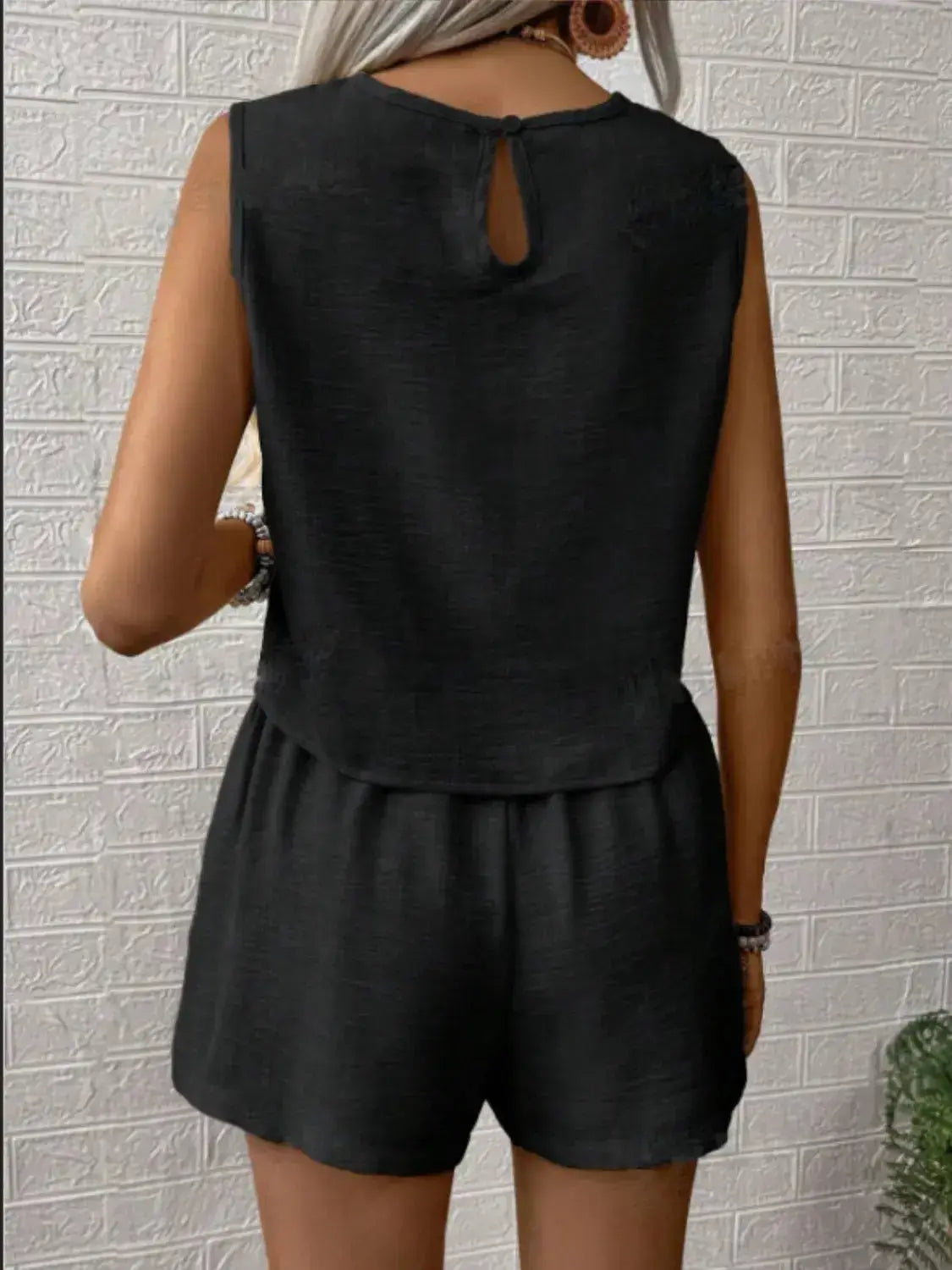 Round Neck Sleeveless Top and Shorts Set