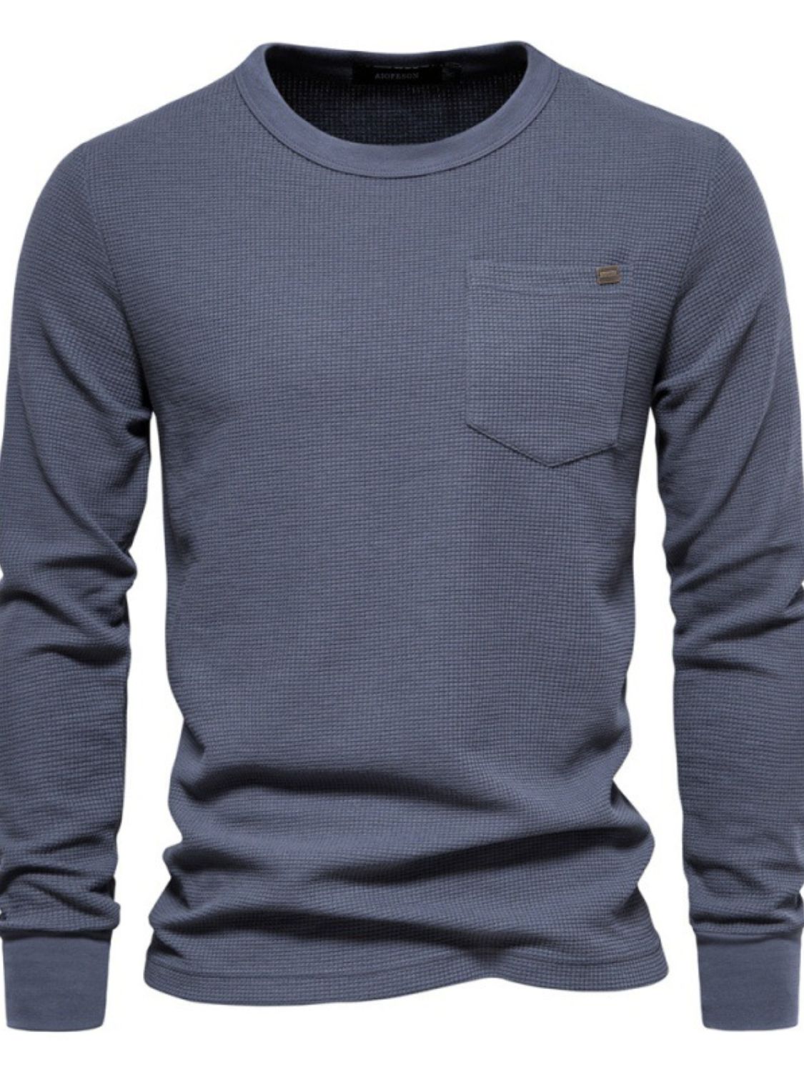 Men's Waffle-Knit Round Neck T-Shirt - Clothes For Her Online Store
