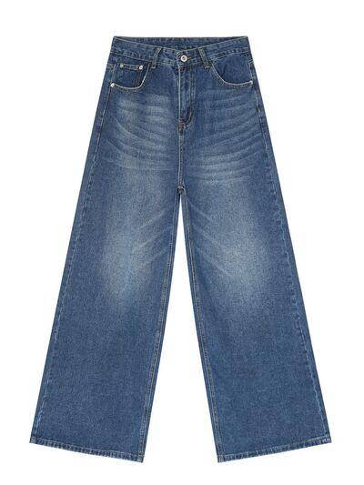 Wide Leg Jeans with Pockets - Clothes For Her Online Store