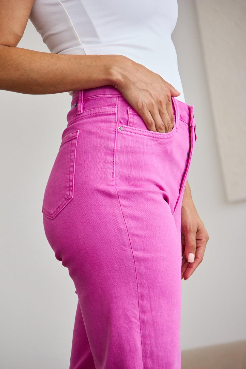 RFM Crop Chloe Full Size Tummy Control High Waist Raw Hem Jeans - Clothes For Her Online Store