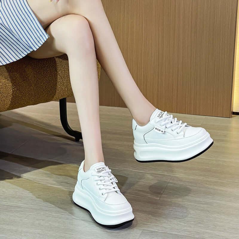 Lace Up Round Toe Platform Sneakers