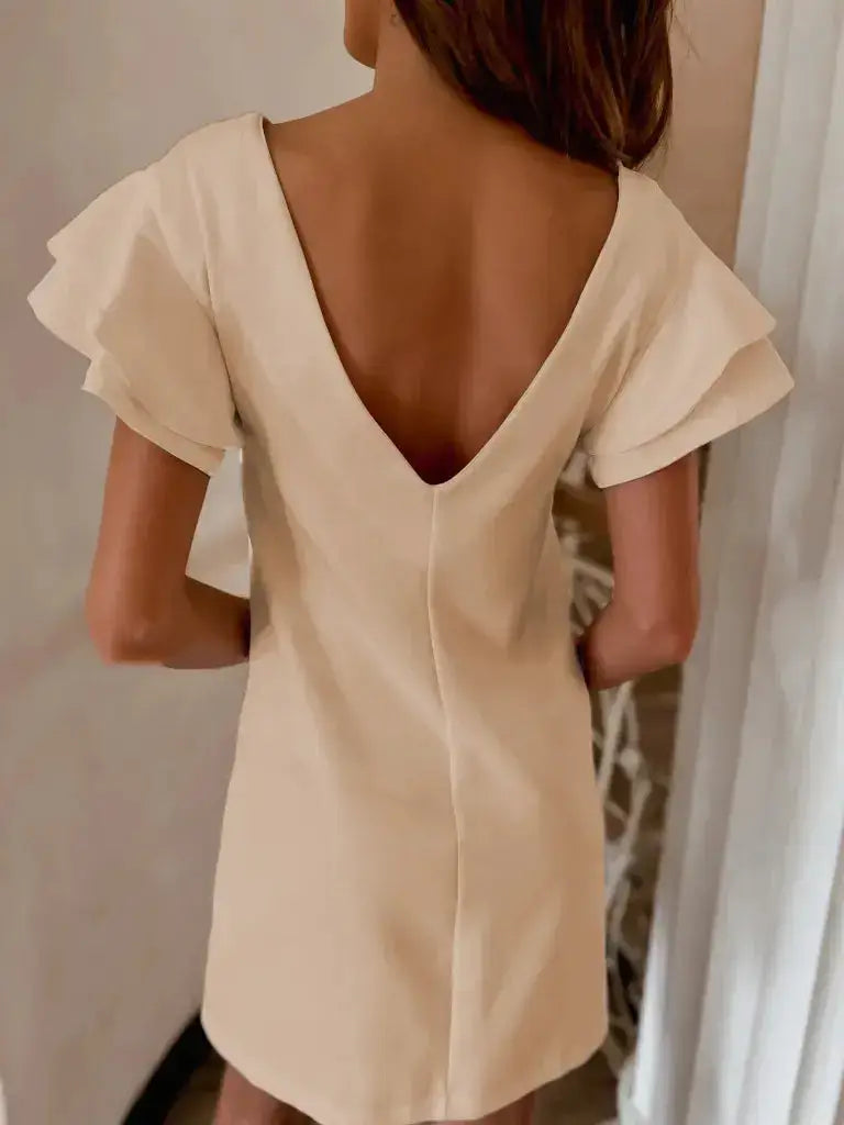 Ruffled Layered Short Sleeve Mini Dress