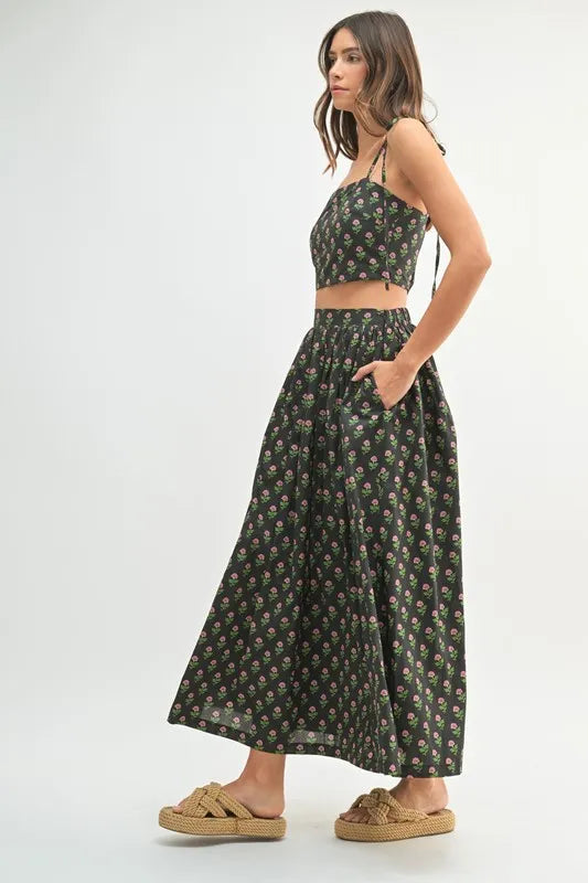 MABLE Floral Crop Top and Skirt Set - Clothes For Her Online Store
