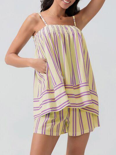 Smocked Square Neck Cami and Shorts Set - Clothes For Her Online Store