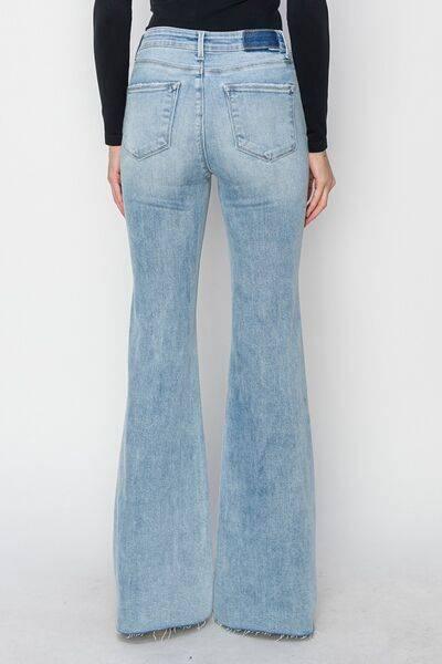 RISEN Full Size High Rise Raw Cut Hem Bootcut Jeans - Clothes For Her Online Store