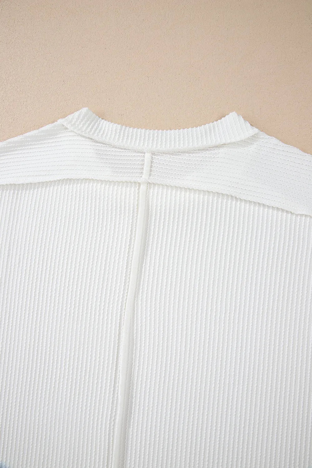 Casual Ribbed Short Sleeve Round Neck T-Shirt