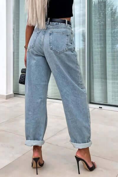 Cuffed Jeans with Pockets