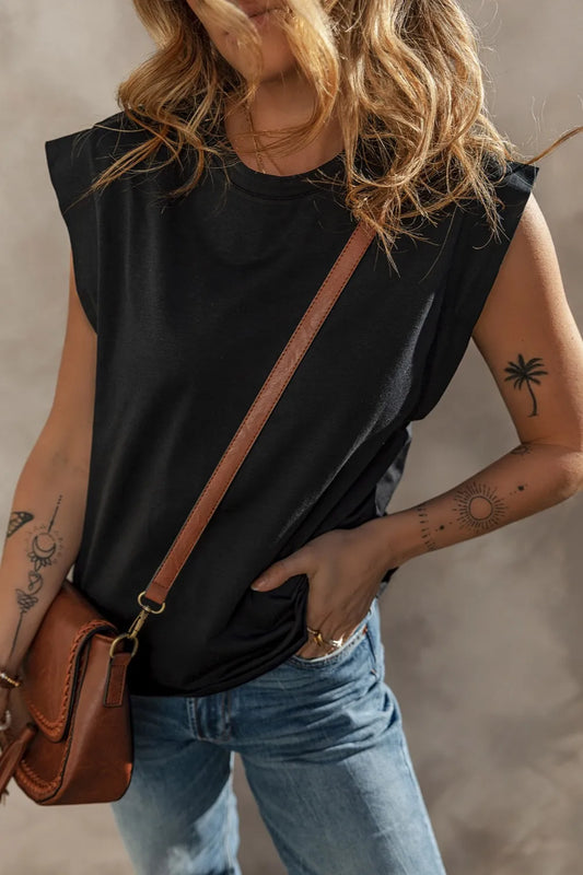 Cuffed Armhole Loose Top