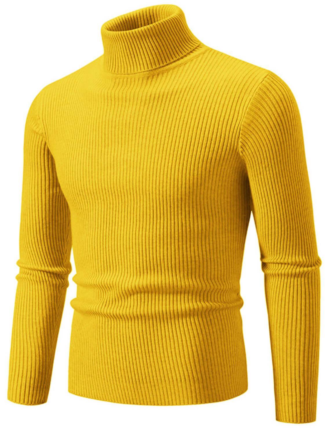 Men's Turtleneck Long Sleeve Ribbed Sweater