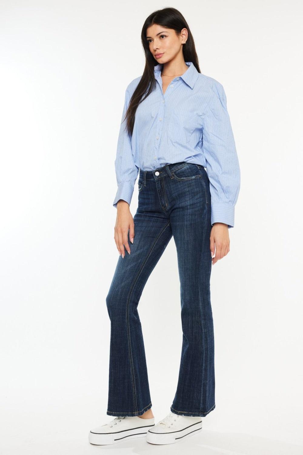 Kancan Full Size Mid Rise Flare Jeans - Clothes For Her Online Store
