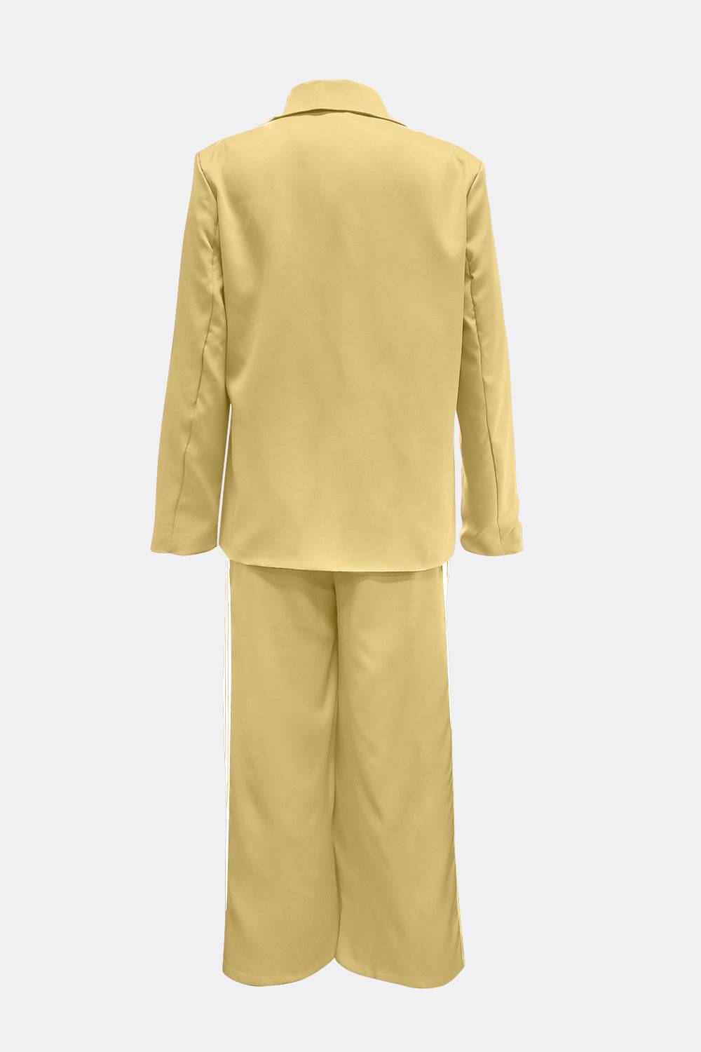 Side Striped Long Sleeve Blazer and Pants Set - Clothes For Her Online Store