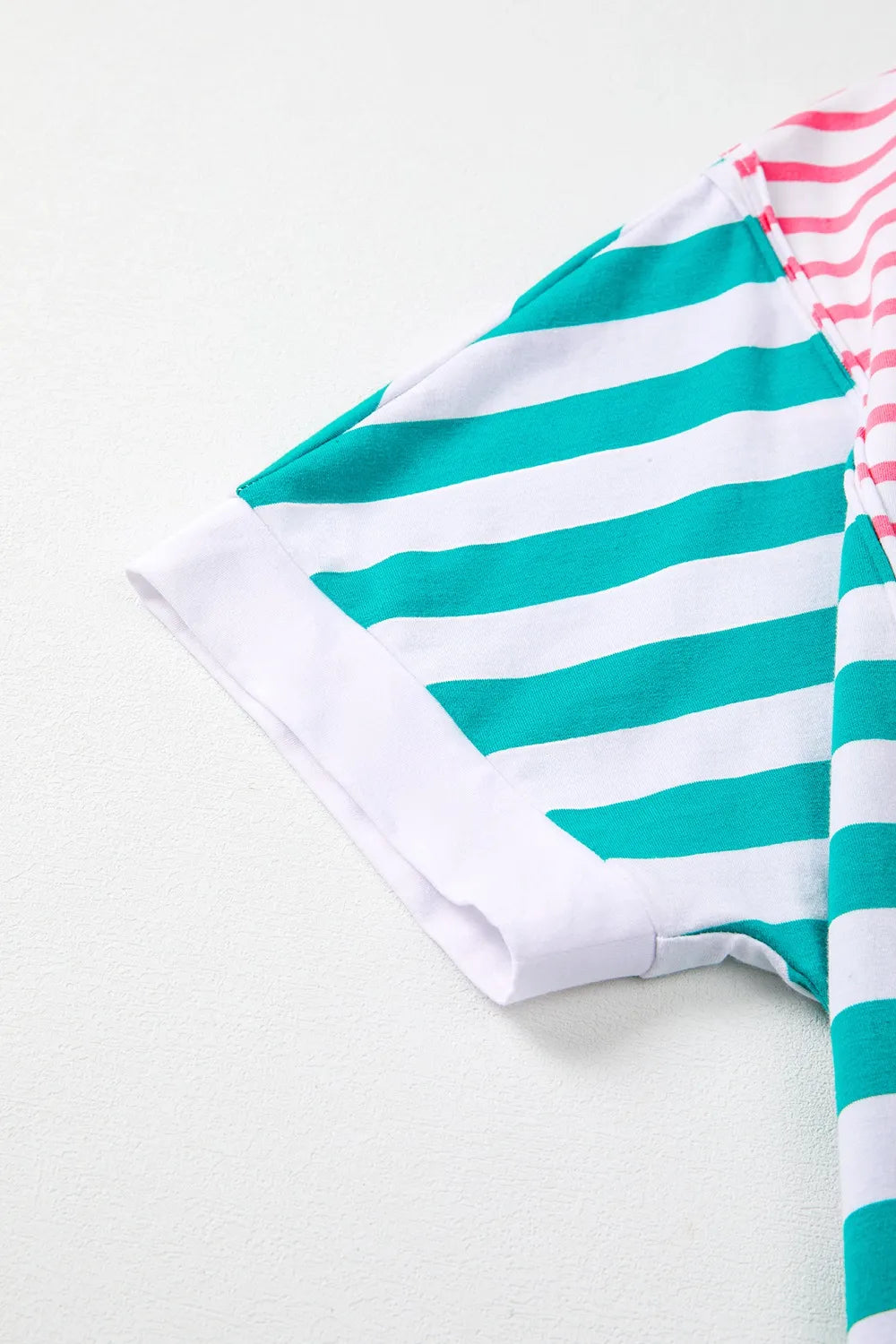 Color Block Striped Batwing Sleeve T-Shirt