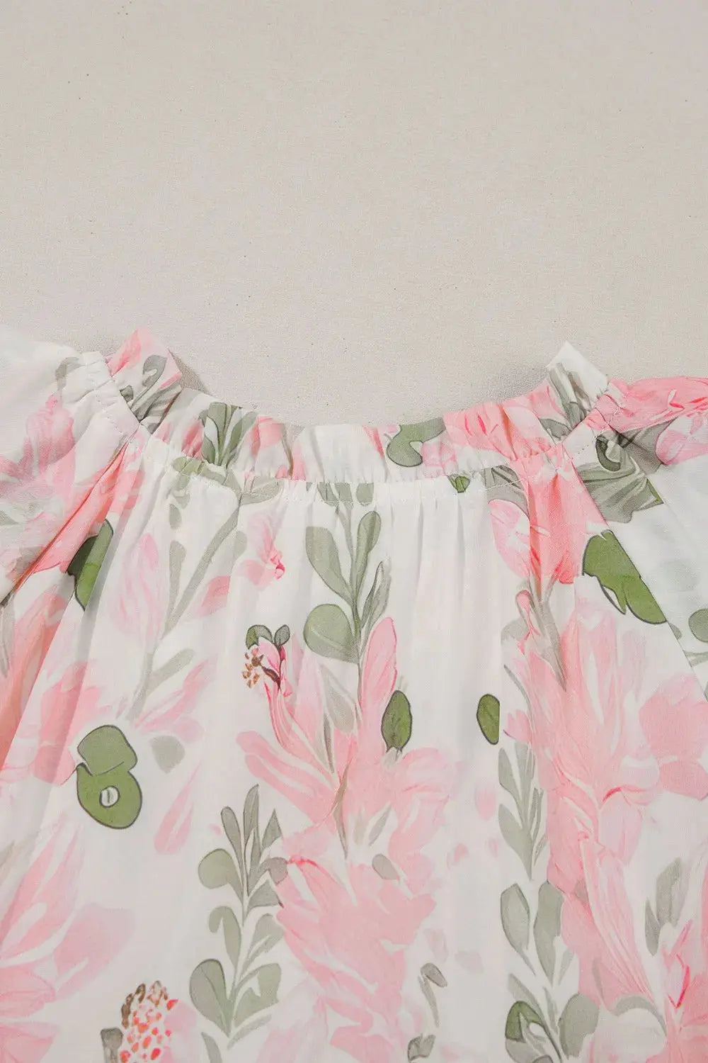 Floral Contrast Edge Layered Short Sleeve Mini Dress - Clothes For Her Online Store