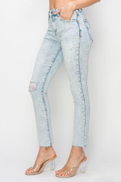 Risen Full Size High Rise Distressed Skinny Jeans