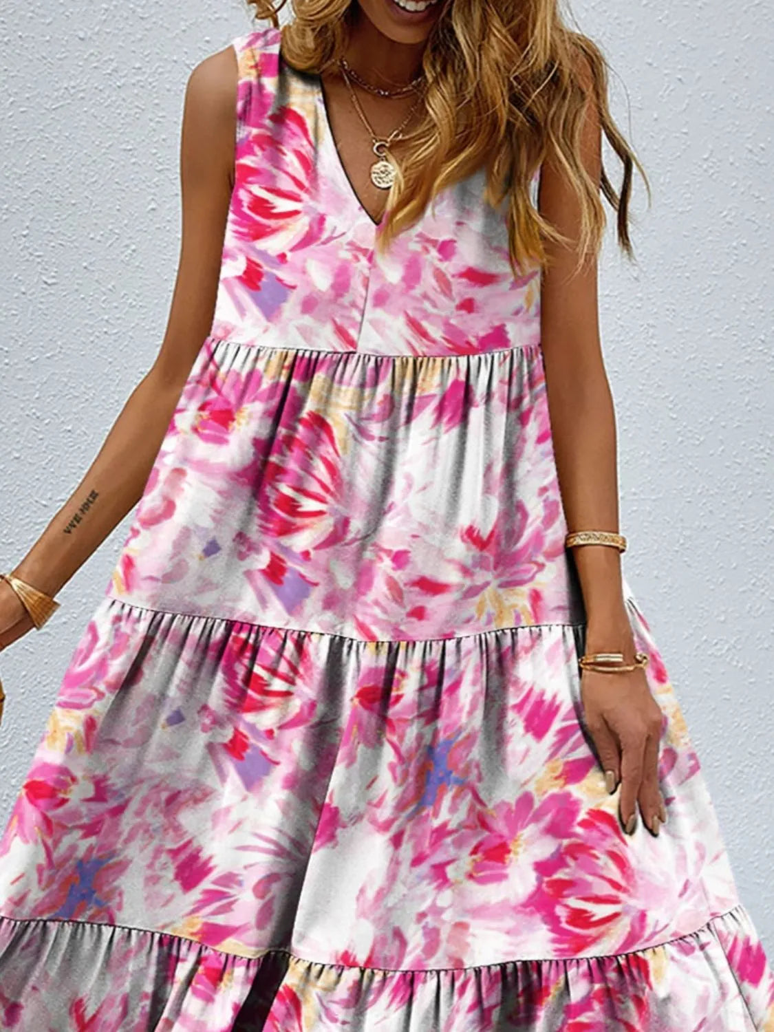 Floral Tiered Maxi Tank Dress