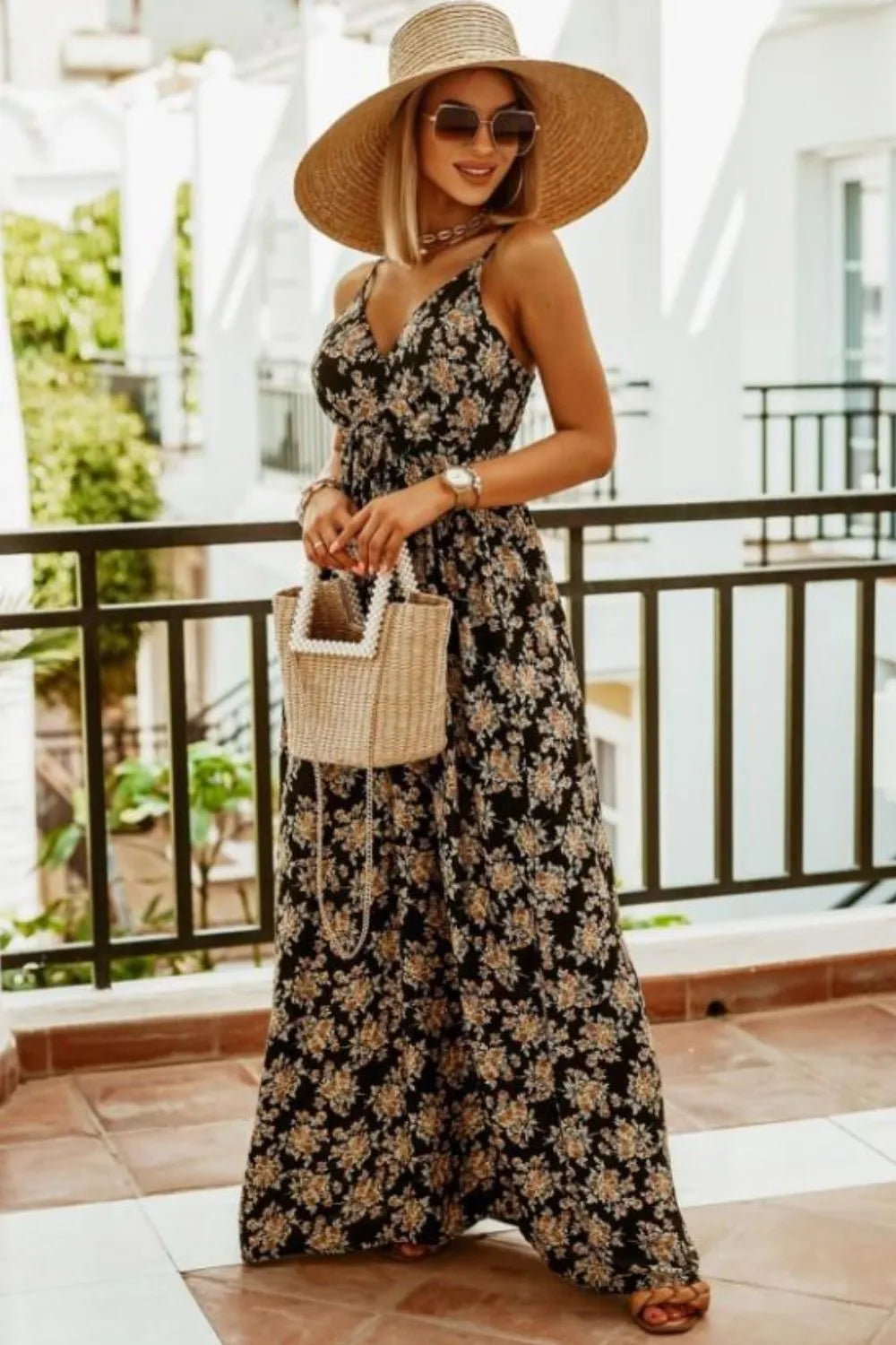 Printed Spaghetti Strap Maxi Dress