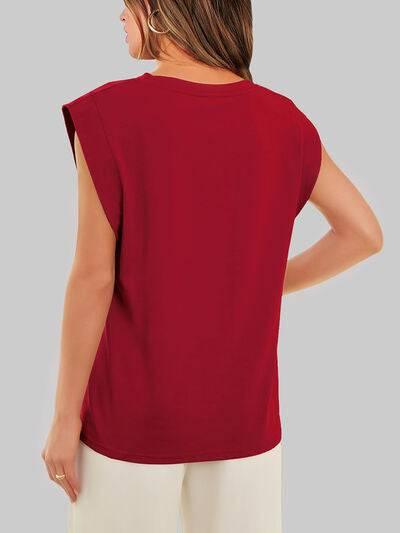 Florira Round Neck Cap Sleeve T-Shirt