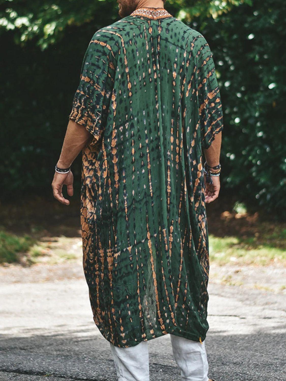 Men's Plus Size Printed Open Front Cover-Up - Clothes For Her Online Store