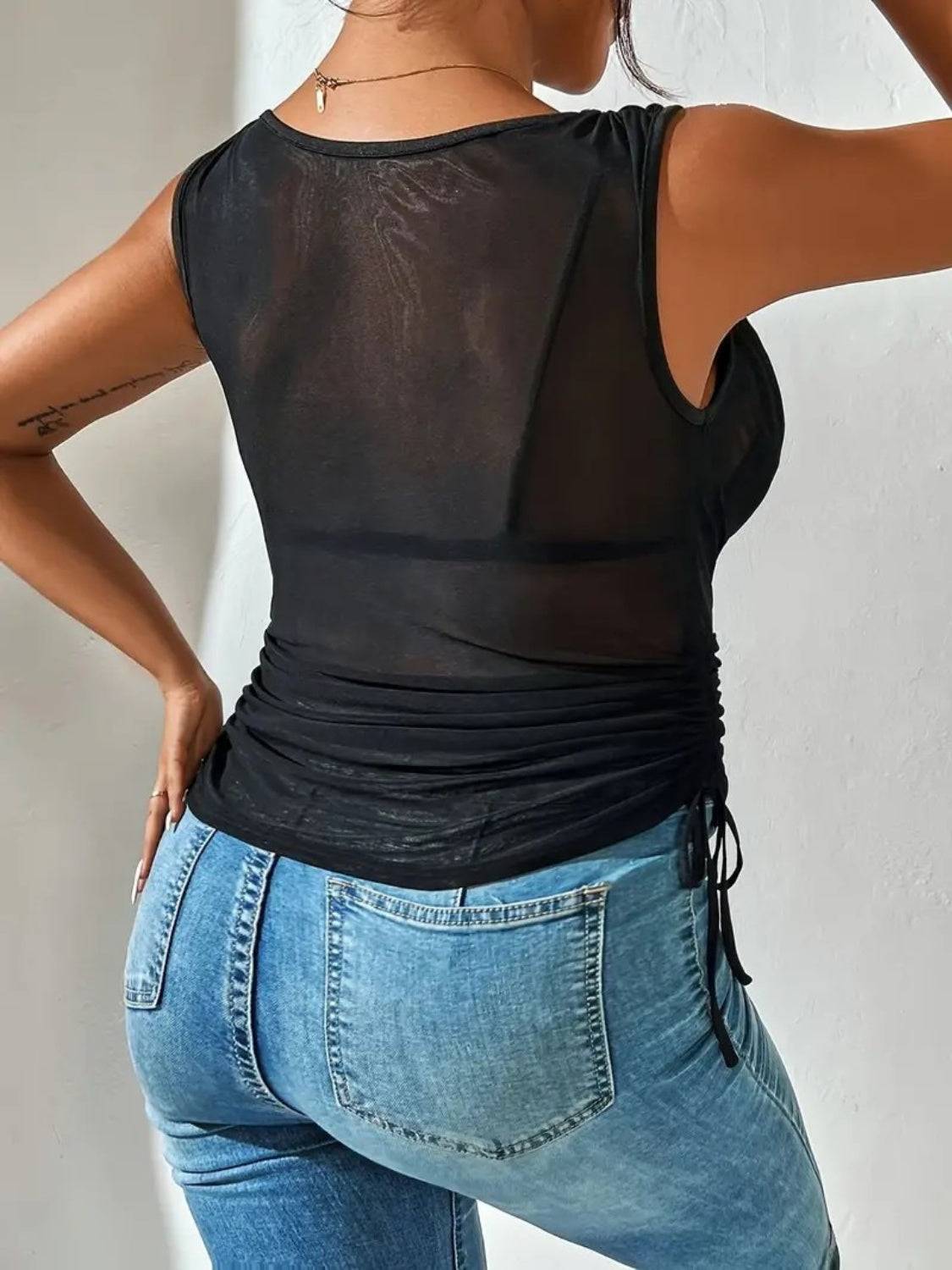 Side Drawstring Ruched Tank - Clothes For Her Online Store
