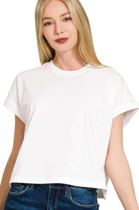 Zenana Premium Cotton Relaxed Crop Tee