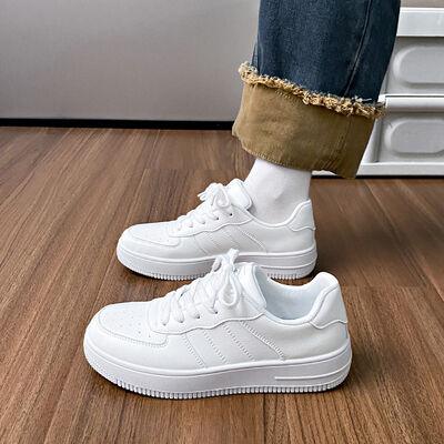 Lace-Up Round Toe Platform Sneakers