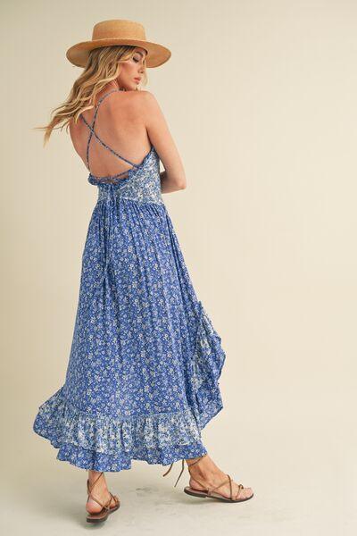 Aemi + Co Ditsy Floral Ruffled Hem Maxi Cami Dress