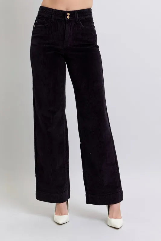 Judy Blue Full Size High Waist Corduroy Trouser Wide Plus Size