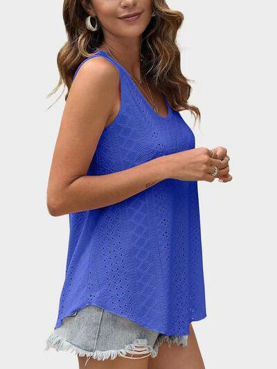 Florira Eyelet Round Neck Tank