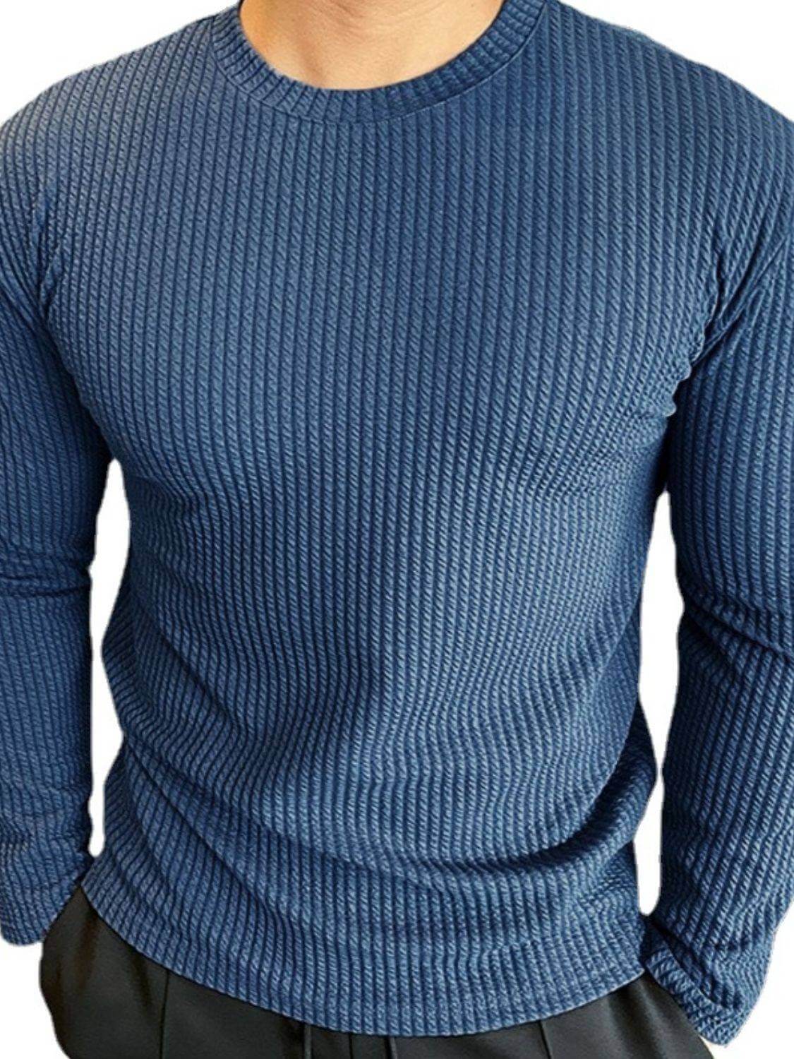 Men's Plus Size Round Neck Long Sleeve T-Shirt
