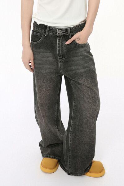 Wide Leg Men's Jeans with Pockets