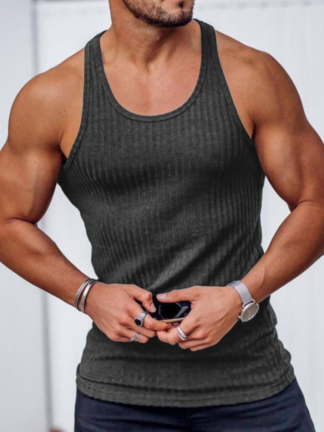 Men's Plus Size Round Neck Tank