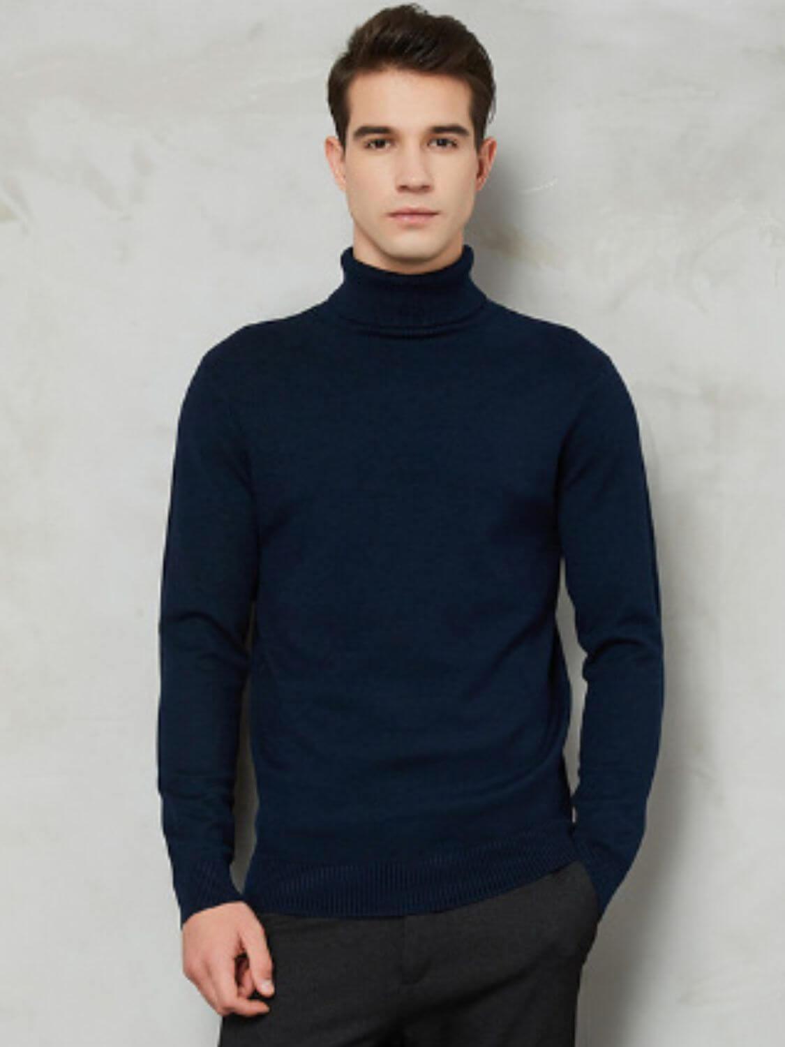 Men's Plus Size Turtleneck Long Sleeve Sweater