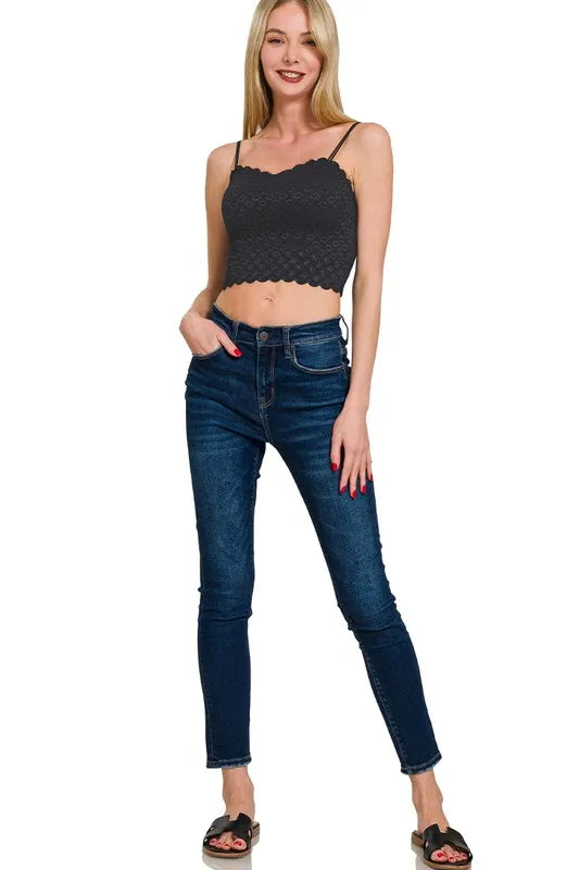 Zenana Seamless Lace Bralette with Bra Pads