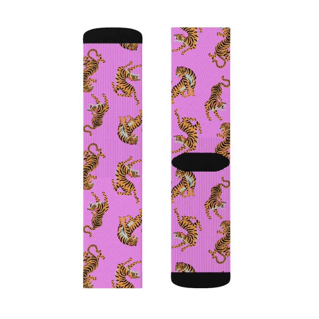 Tiger Fun Novelty Socks Pink