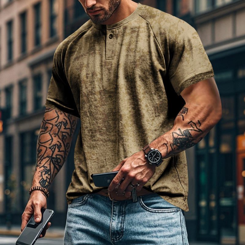 Men's Full Size Round Neck Short Sleeve T-Shirt Plus Size - Clothes For Her Online Store