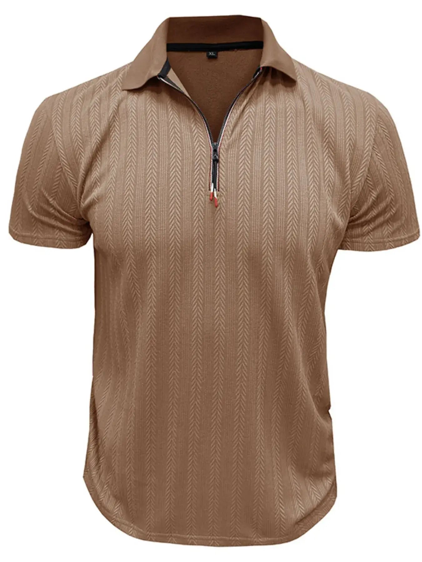 Men's Textured Quarter-Zip Polo Shirt