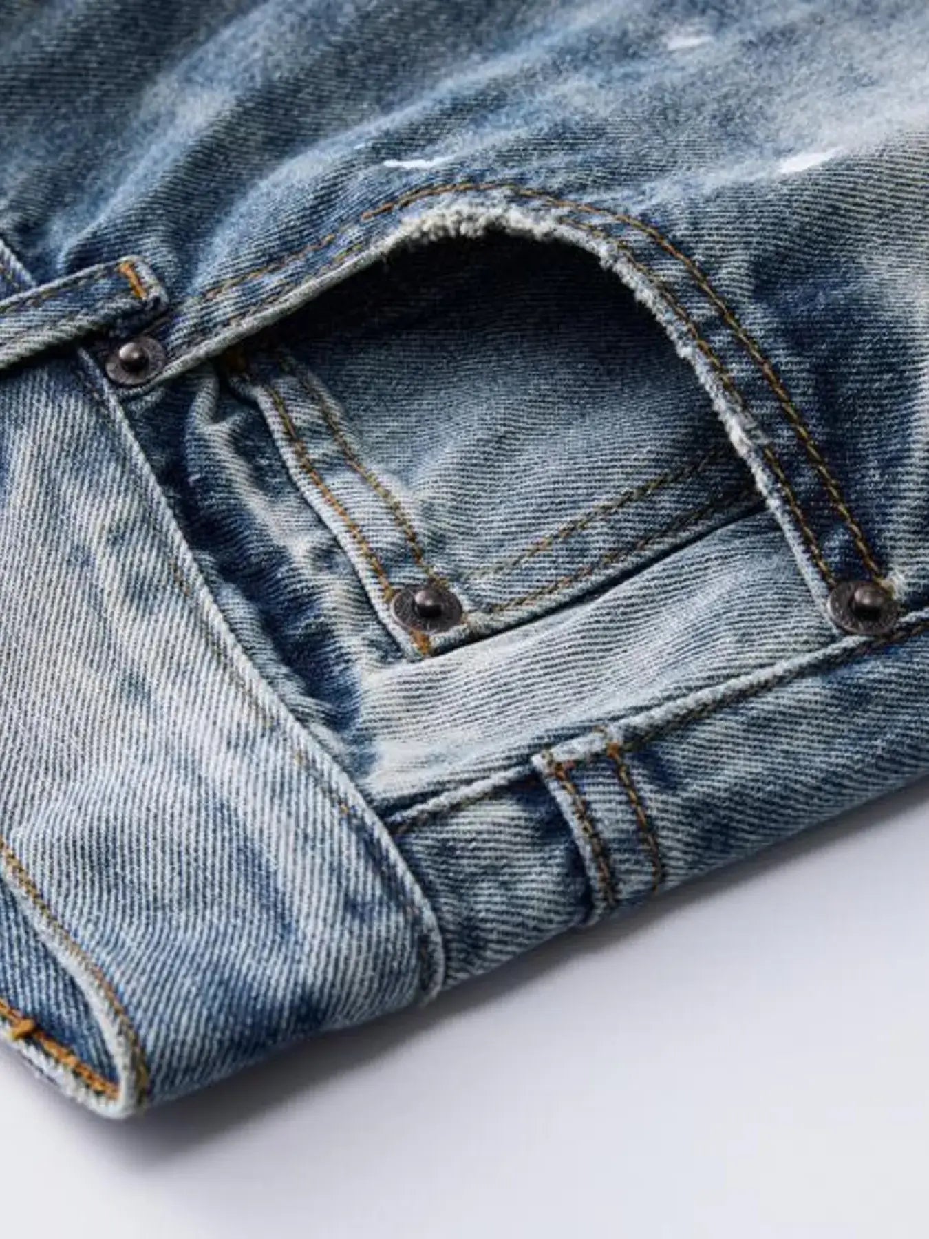 Men's Distressed Button Fly Wide Leg Jeans